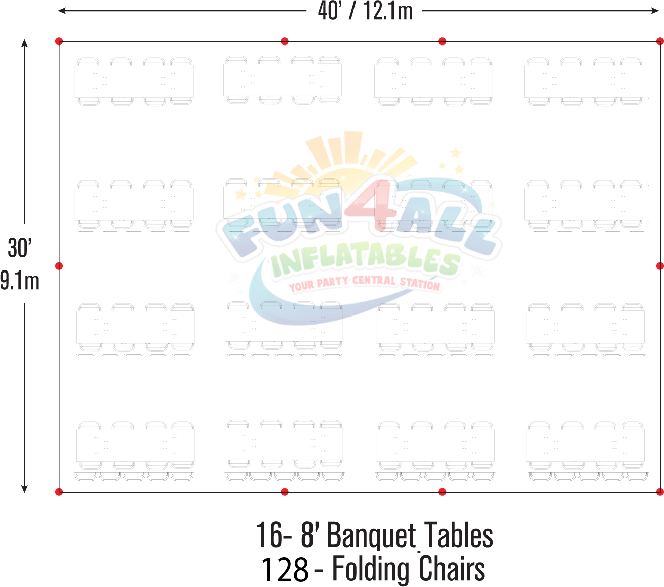 30x40 frame tent seating layout